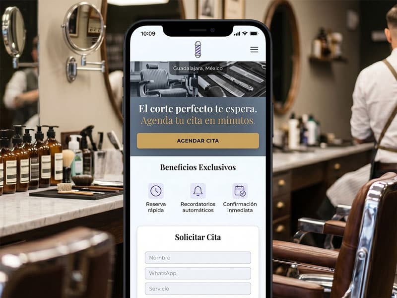 Vista mobile de landing de conversión para negocio de servicios
